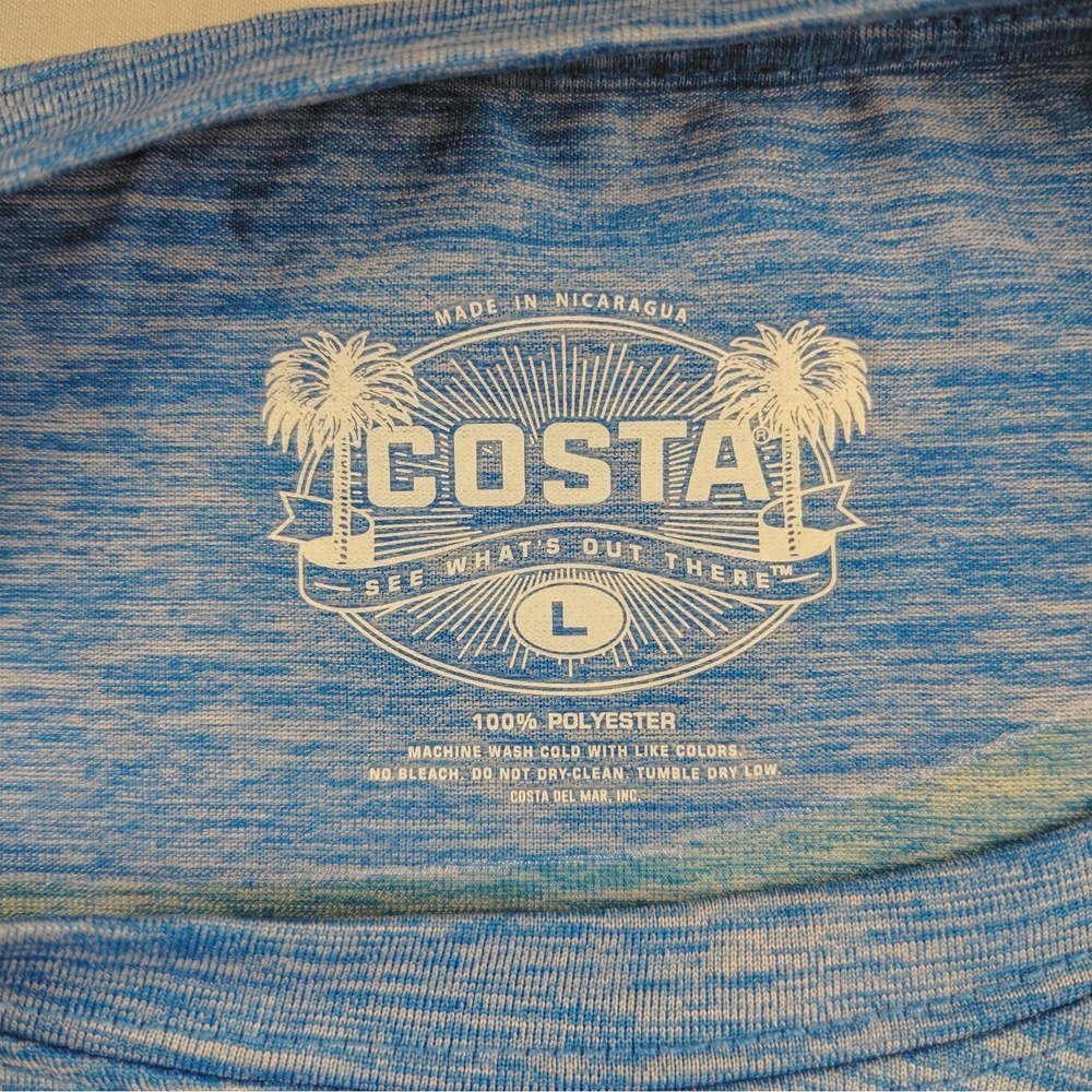 Costa Performance Shirt Mens Large Light Blue Long Sleeve Fishing Mahi Mahi - Picture 12 of 15